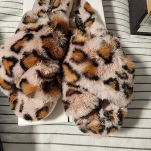 Dolce Vita Leopard Faux Fur Slippers